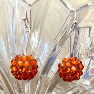 Handcrafted Orange  sphere earrings